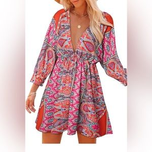 NWOT Boho V Neck Dress
